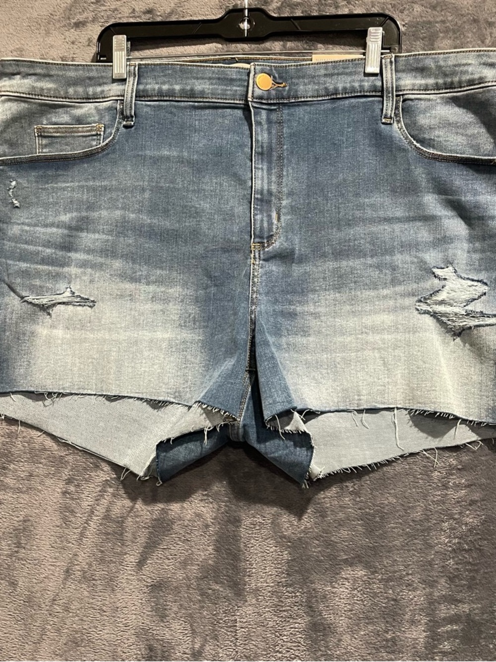 Distressed High Rise Midi Denim Shorts Women Plus Size 26 Super Stretch New